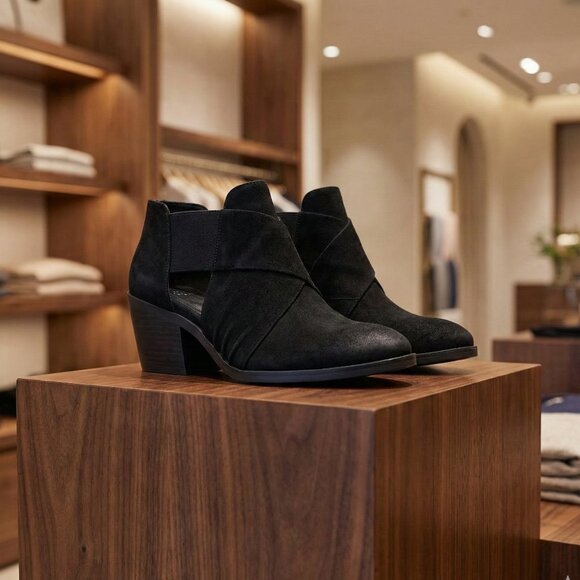 Eileen Fisher Shoes - Eileen Fisher Boots Walt Cross Strap Bootie Black Leather Nubuck 6 1/2 Open